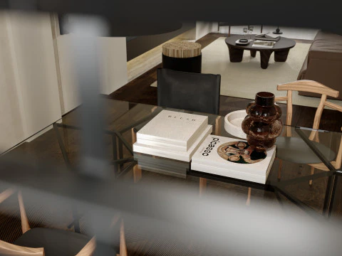 Modern living room dining room 3D Model