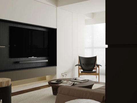 Modern living room dining room 3D Model