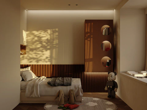 寝室のインテリアシーン 3Dモデル