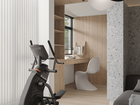 Modern living room dining room kitchen 3D मॉडल