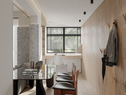 Modern living room dining room kitchen 3D मॉडल