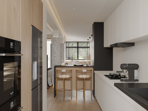 Modern living room dining room kitchen 3D मॉडल