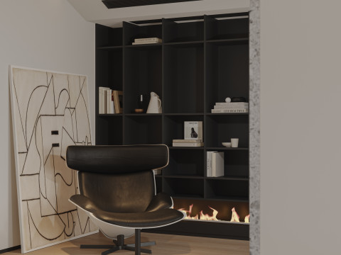 Modern living room dining room kitchen 3D मॉडल