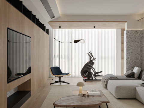Modern living room dining room kitchen 3D मॉडल