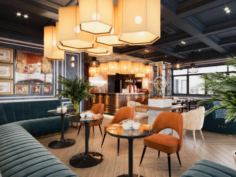 Interior do caf&eacute; do restaurante 3 Modelo 3D