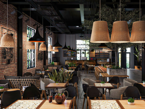 Restaurant cafe interior 7 3D Модель