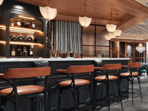 Restaurant cafe interior 8 3D Model