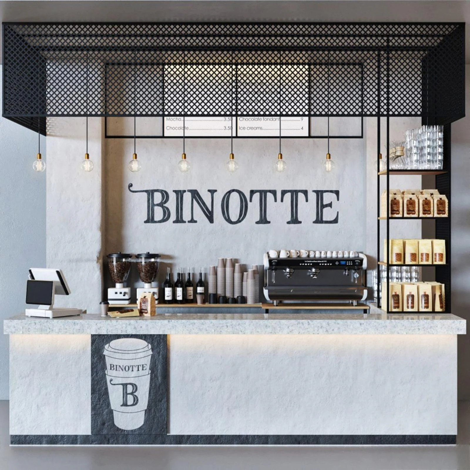 Coffee shop interior 18 3D Model .c4d .max .obj .3ds .fbx .stl .blend