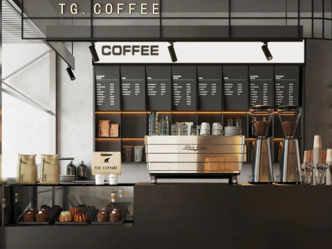 Kahve d&uuml;kkanı i&ccedil; 24 3D Model