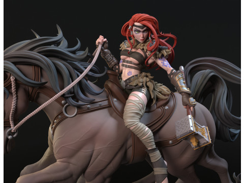 Viking Ygritte Rider of Sleipnir 3Dプリントモデル