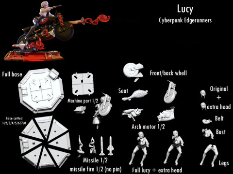 Lucy on Motorcycle 3D Print Model
