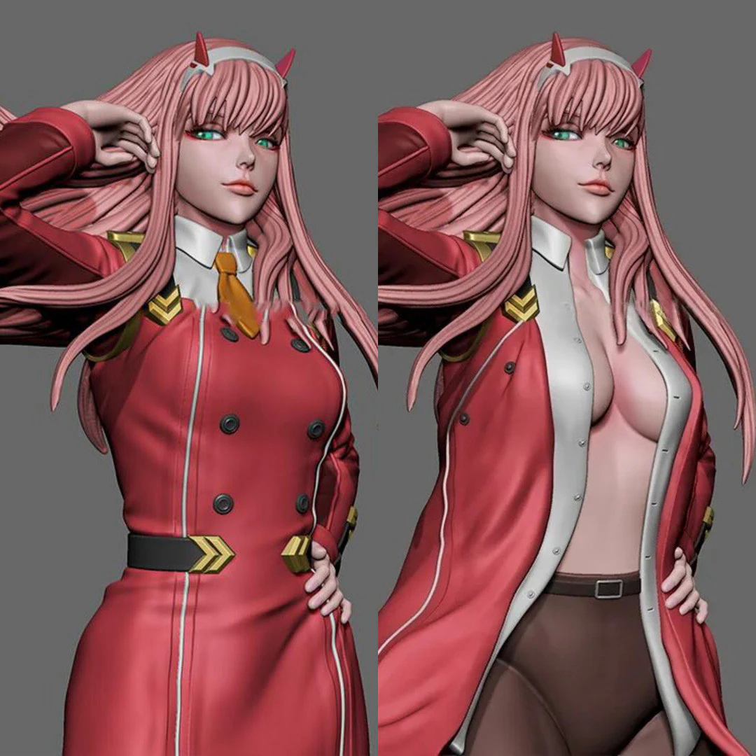 Zero Two in Coat 3D Print Model .c4d .max .obj .3ds .fbx .stl .blend 
