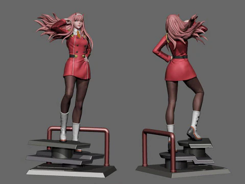 Zero Two in Coat 3D Print Model