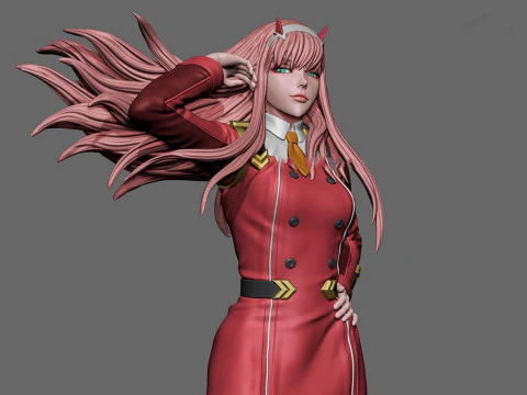 Zero Two in Coat 3D Print Model