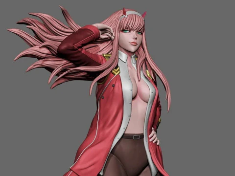 Zero Two in Coat 3D Print Model