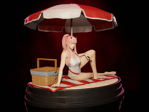 Zero Two on Beach 3D Print Model
