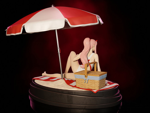 Zero Two on Beach 3Dプリントモデル