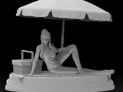 Zero Two on Beach 3D Print Model