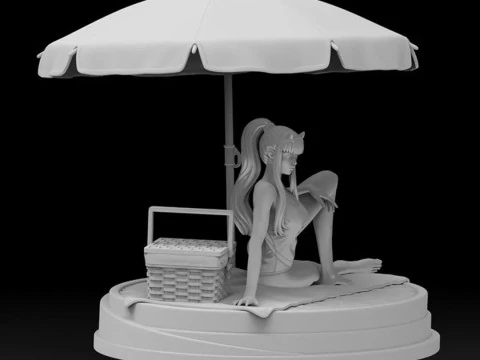 Zero Two on Beach 3D Print Model