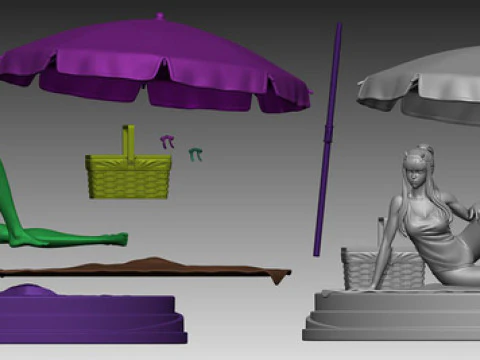 Zero Two on Beach 3D Print Model