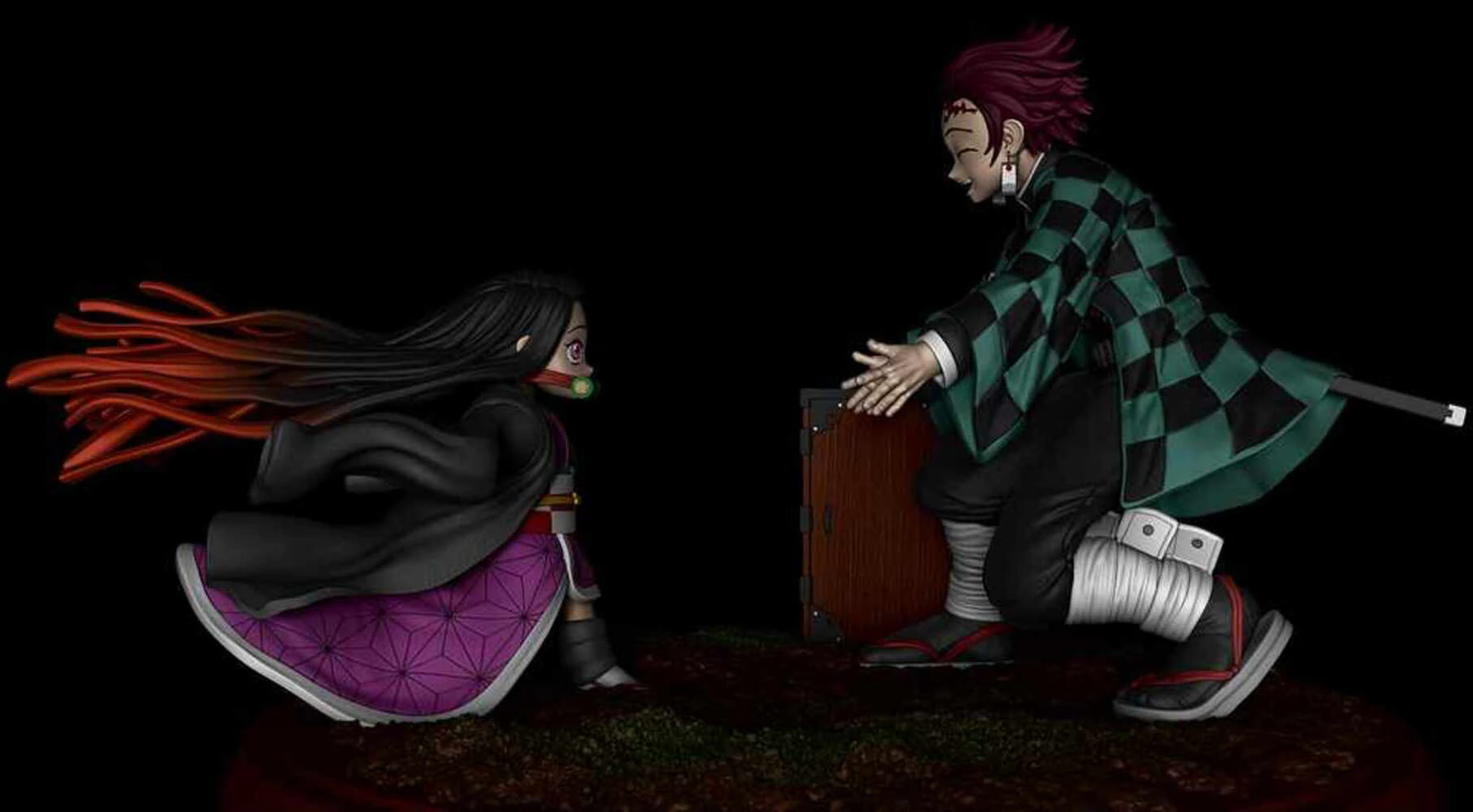 Tanjiro and Nezuko - Demon Slayer 3D Print Model .c4d .max .obj .3ds .fbx .stl .blend 