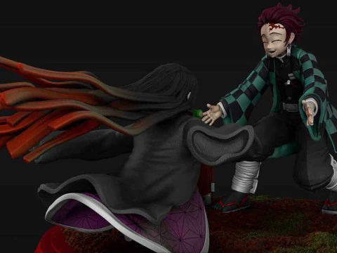 Tanjiro and Nezuko - Demon Slayer 3D Print Model