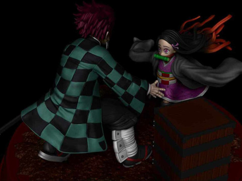 Tanjiro and Nezuko - Demon Slayer 3D Принт Модель