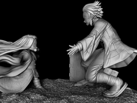 Tanjiro and Nezuko - Demon Slayer 3D Print Model