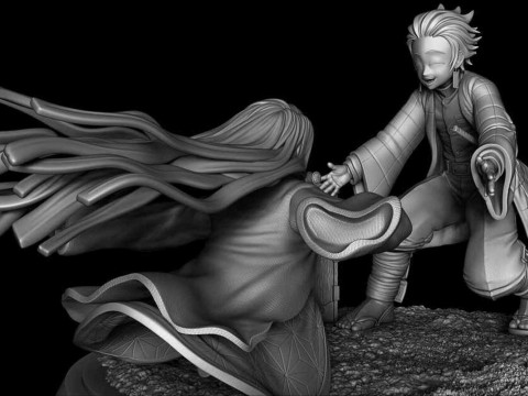 Tanjiro and Nezuko - Demon Slayer 3D Принт Модель