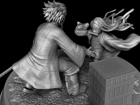 Tanjiro and Nezuko - Demon Slayer 3D Принт Модель