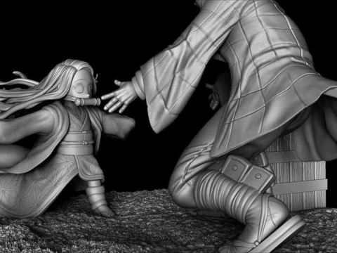 Tanjiro and Nezuko - Demon Slayer 3D Print Model