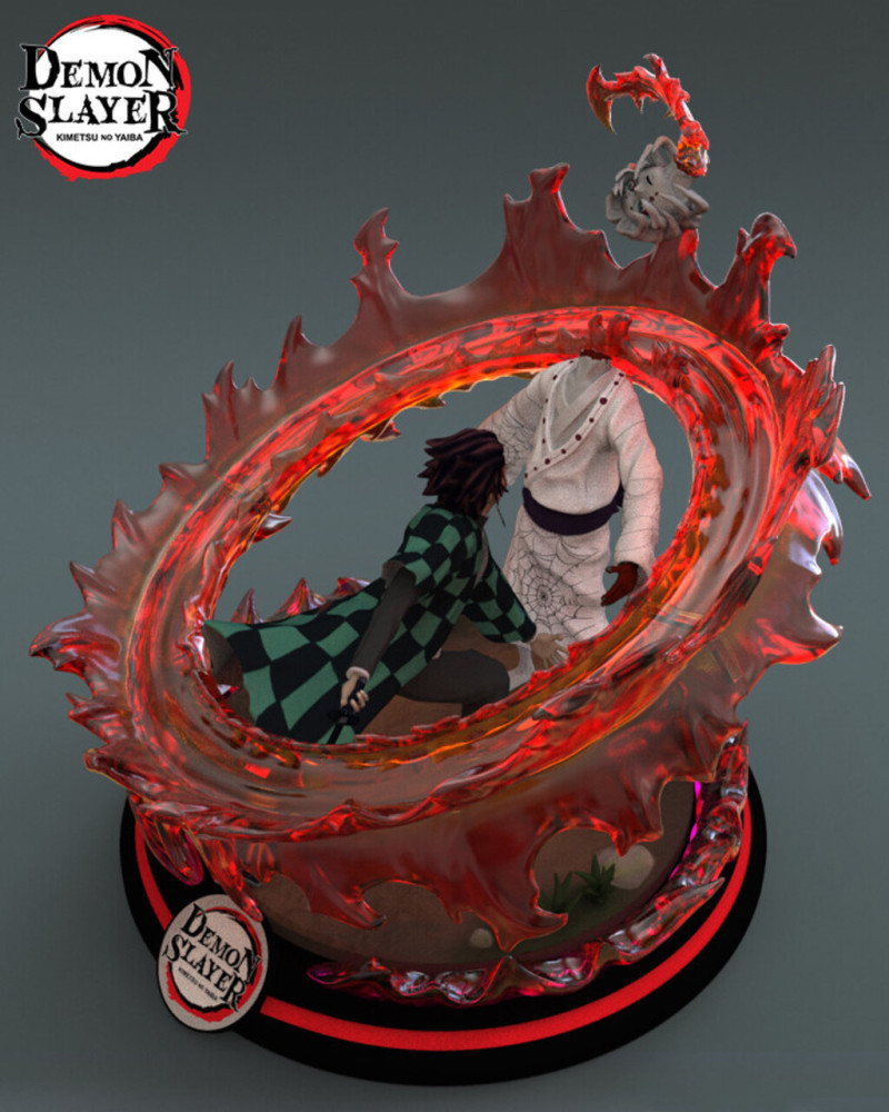 Tanjiro vs Rui - Demon Slayer 3D Baskı Modeli .c4d .max .obj .3ds .fbx .stl .blend