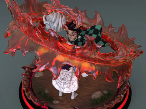 Tanjiro vs Rui - Demon Slayer 3D Print Model