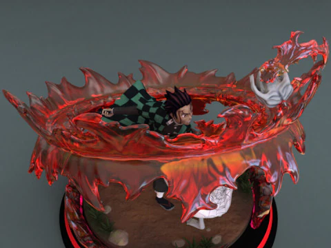 Tanjiro vs Rui - Demon Slayer 3D Print Model