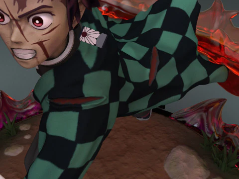 Tanjiro vs Rui - Demon Slayer 3D Print Model