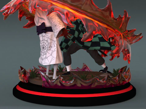 Tanjiro vs Rui - Demon Slayer 3D Print Model