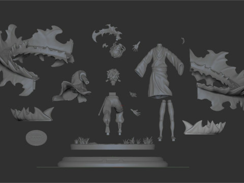 Tanjiro vs Rui - Demon Slayer 3D Baskı Modeli