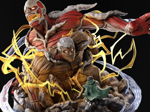 Armored Titan and Colossal Titan 3D 프린트 모델