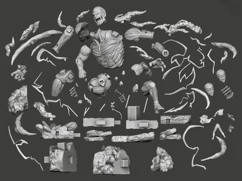 Armored Titan and Colossal Titan 3D 프린트 모델