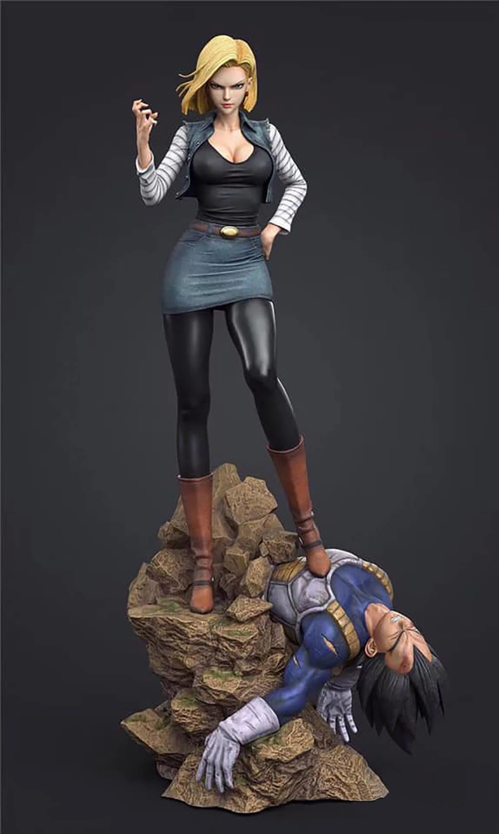 Android 18 vs Vegeta 3D Print Model .c4d .max .obj .3ds .fbx .stl .blend 