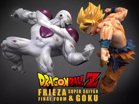 Frieza Final Form vs Super Saiyan Goku Modèles 3D en vedette