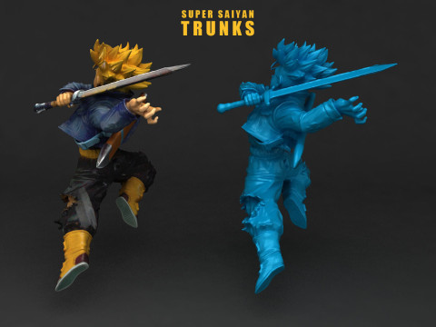 Super Saiyan Trunks Model Cetak 3D