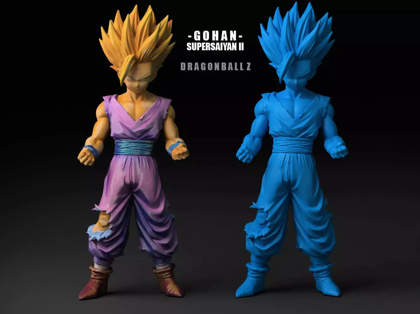 Gohan Super Saiyan II 3D Print Model .c4d .max .obj .3ds .fbx .stl .blend 