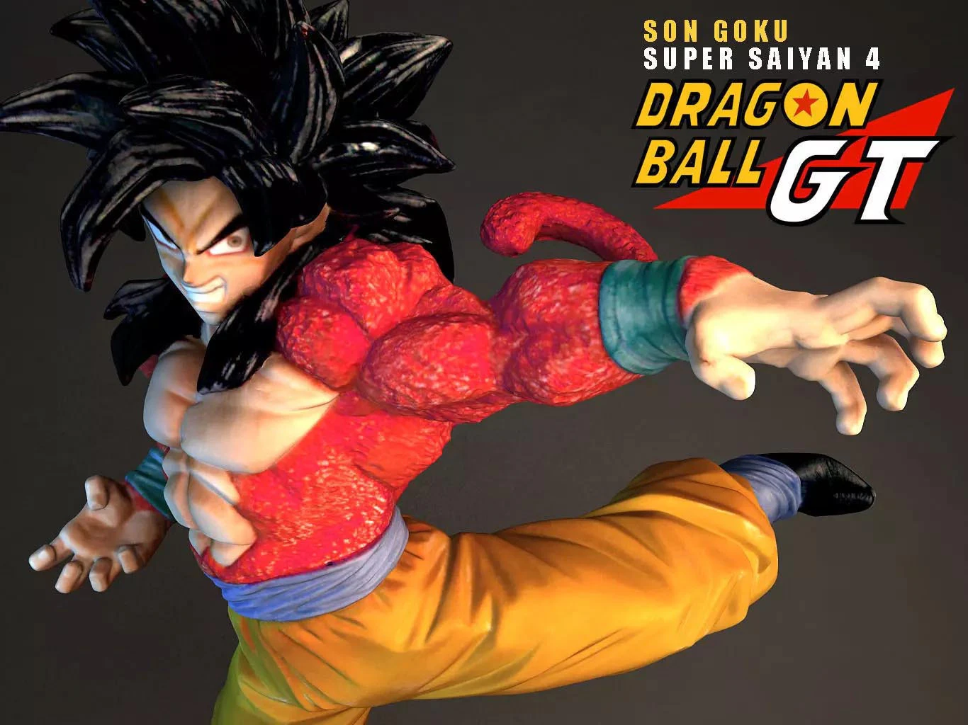 Son Goku Super Saiyan 4 3D Model .c4d .max .obj .3ds .fbx .stl .blend