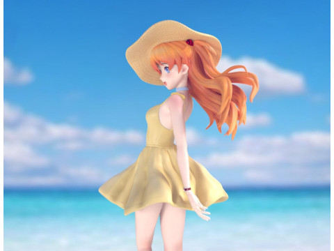 明日香和丽夏装 3D 打印模型