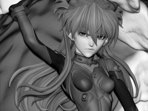 Asuka and Eva 3D Print Model