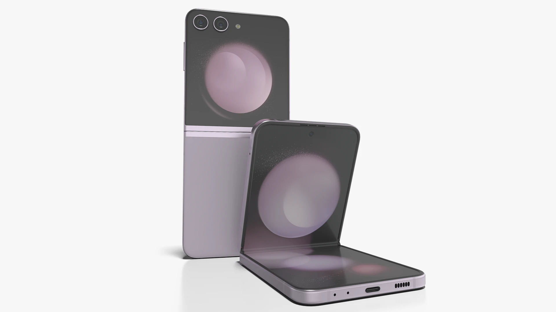 Samsung Galaxy Z Flip 5 Lavender 3D Model .c4d .max .obj .3ds .fbx .stl .blend 