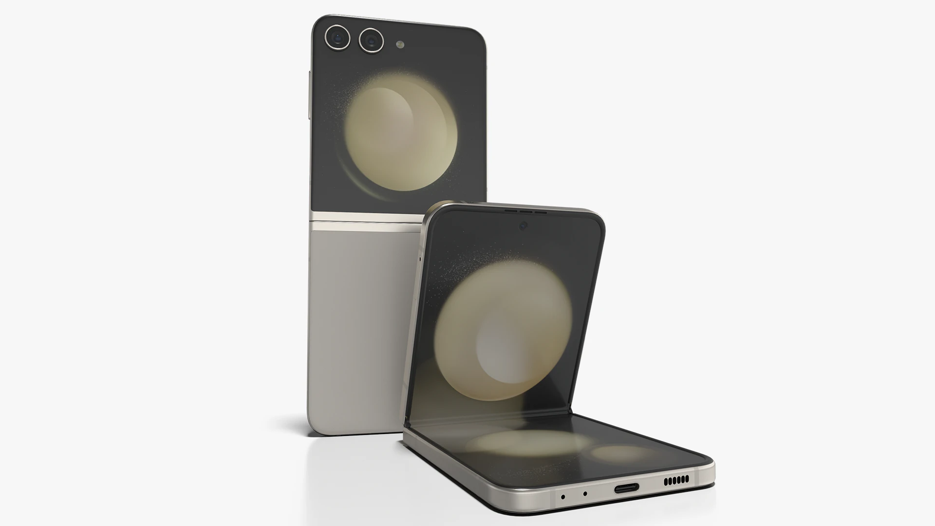 Samsung Galaxy Z Flip 5 Cream 3D Model .c4d .max .obj .3ds .fbx .stl .blend 