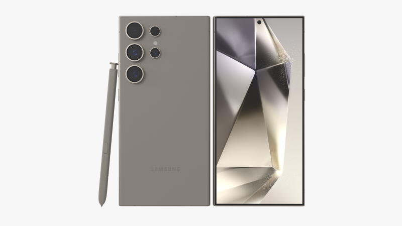Samsung Galaxy S24 Ultra gray 3D Model .c4d .max .obj .3ds .fbx .stl .blend