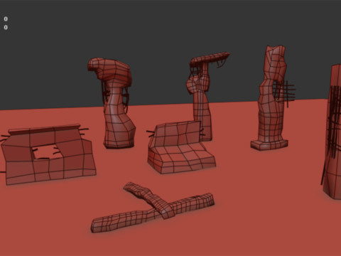 Broken Concrete Pillars - Damaged 3D Asset Pack Set of 10 PBR Textures 3D मॉडल